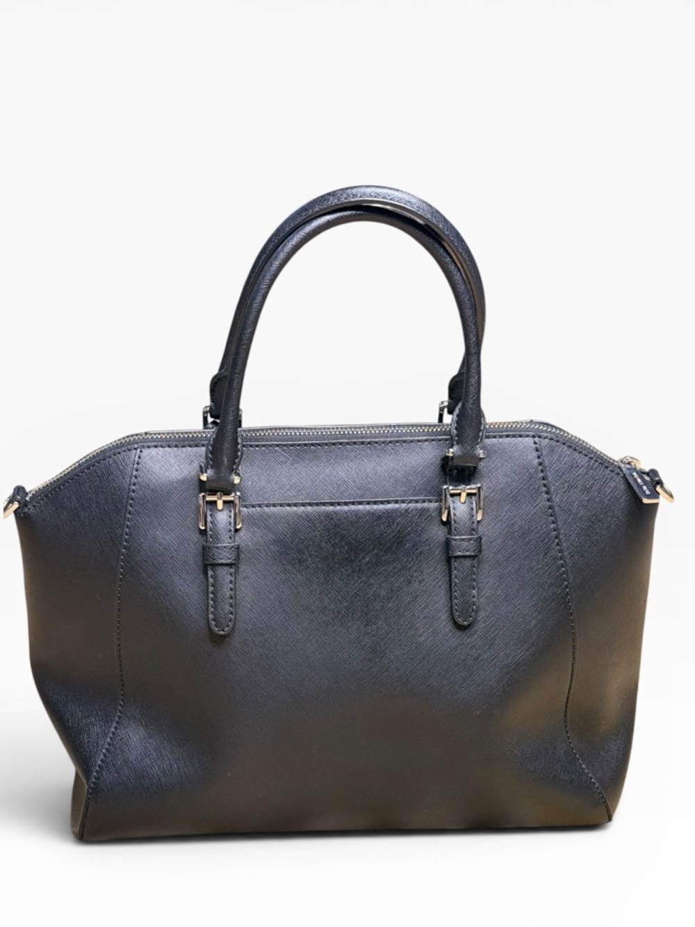 Michael Kors Black Large Saffiano Leather Satchel with MK Charm - Picture 6 of 16